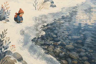 Crystal Alpine Lake Pebbles Beneath Winter Ice