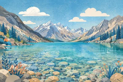Crystal Clear Alpine Lake with Visible Pebbles
