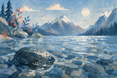 Crystal Clear Alpine Lake Pebbles