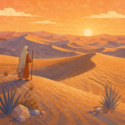 Golden Sunset Over Serene Desert Dunes