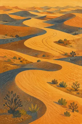 Golden Sunset Over Desert Sand Dunes
