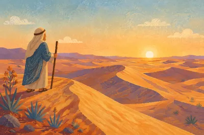 Golden Sunset Over Desert Sand Dunes