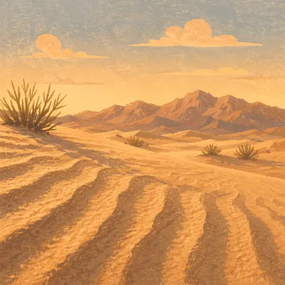 Golden Hour Desert Dune Ripple Landscape
