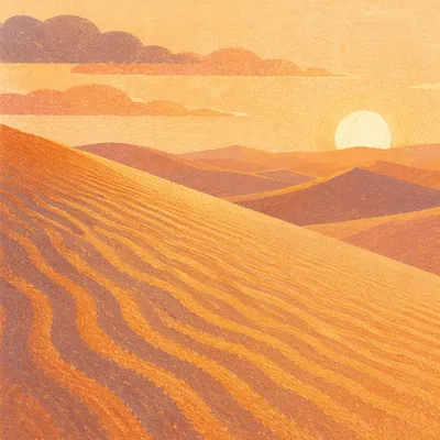 Golden Hour Desert Dune Ripple Landscape