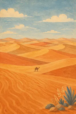 Golden Desert Dunes at Quiet Sunset