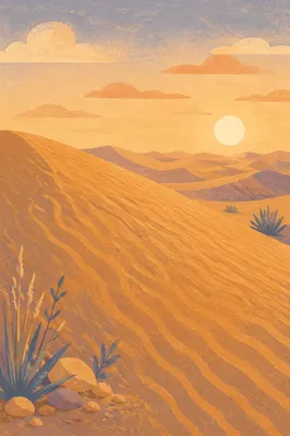 Golden Hour Desert Dune Ripple Landscape