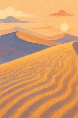 Golden Hour Desert Dune Ripple Landscape