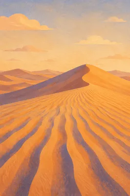 Golden Hour Desert Dune Ripple Landscape