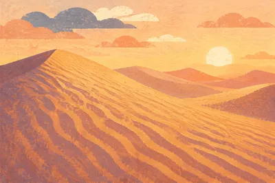 Golden Hour Desert Dune Ripple Landscape