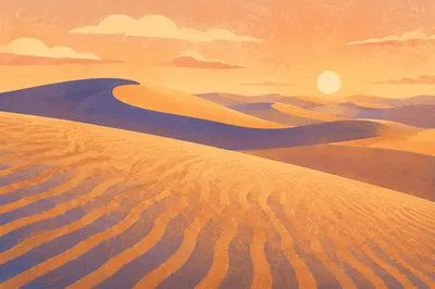 Golden Hour Desert Dune Ripple Landscape