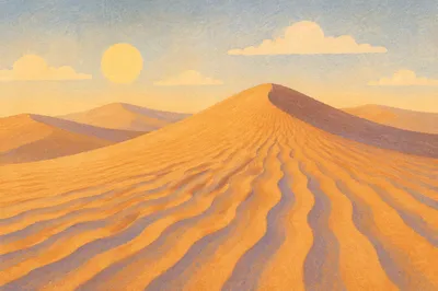 Golden Hour Desert Dune Ripple Landscape