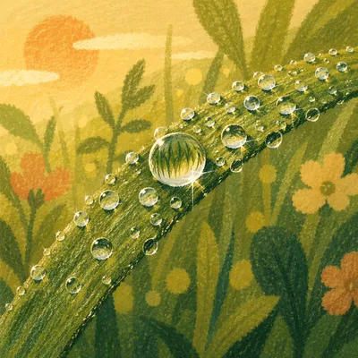 Sparkling Morning Dew on Grass Blade