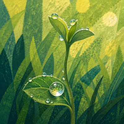 Morning Dew on Fresh Green Sprout