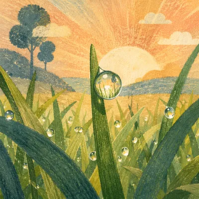 Morning Dew Drop on Fresh Grass