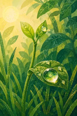 Morning Dew on Fresh Green Sprout