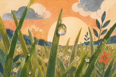 Morning Dew Drop on Fresh Grass