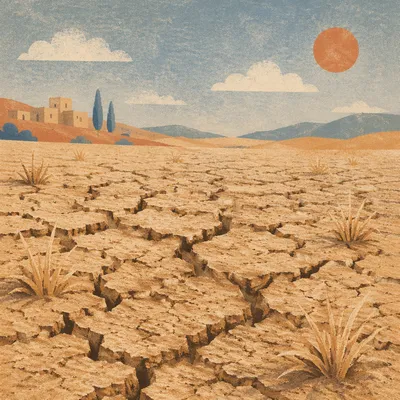 Drought Desert Plain with Cracked Earth