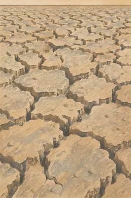 Cracked Desert Earth in Drought Light