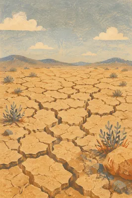 Sunlit Cracked Desert Earth Texture