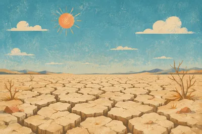 Cracked Desert Earth Under Harsh Sun
