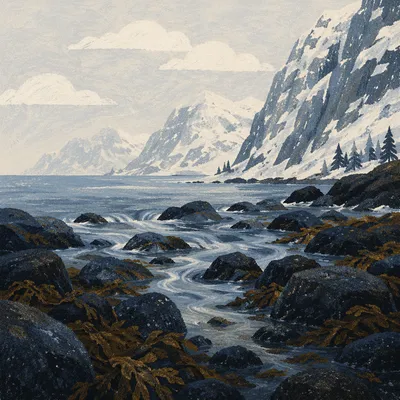 Quiet Nordic Fjord at Blue Hour