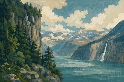 Majestic Norwegian Fjord with Steep Cliffs