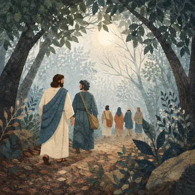 Foggy Morning Forest Path Through Trees