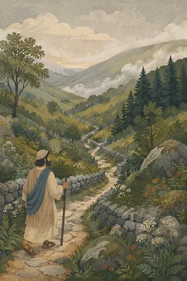 Foggy Morning Forest Path in Valley
