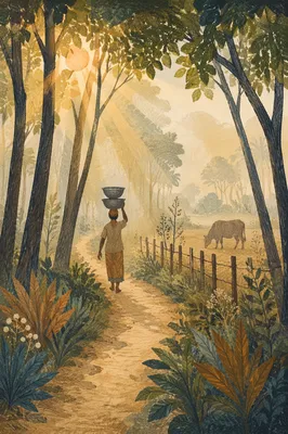 Foggy Morning Forest Path at Dawn