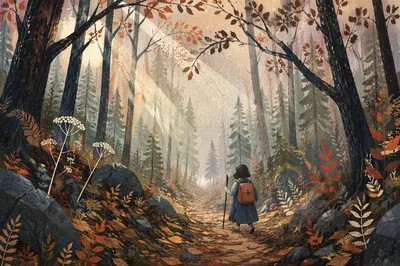 Foggy Morning Forest Path at Dawn