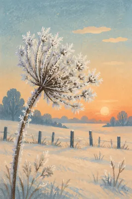 Frosted Wildflower Seed Head at Sunrise