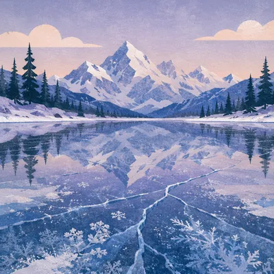 Frozen Alpine Lake at Blue Hour