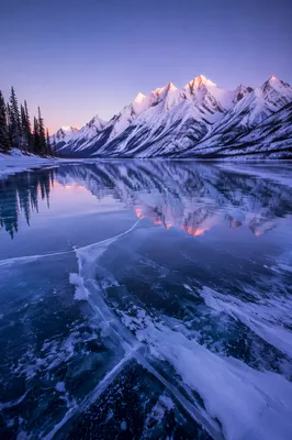 Frozen Alpine Lake at Blue Hour