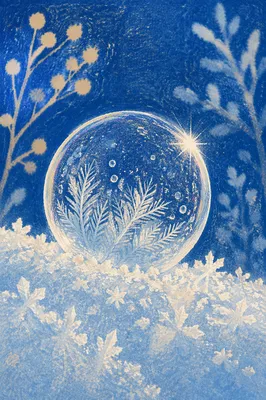 Frozen Soap Bubble on Winter Snow