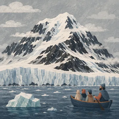 Remote Blue Glacier and Polar Mountain
