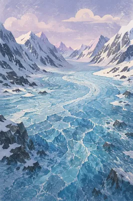 Remote Glacier Blue Mountain Panorama