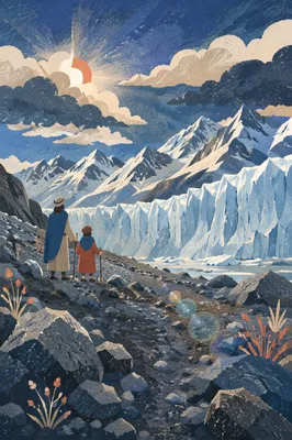 Remote Blue Glacier and Alpine Moraine