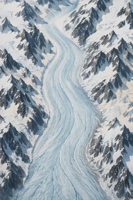 Remote Blue Glacier Mountain Aerial Landscape