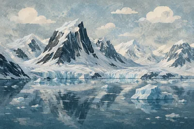 Remote Blue Glacier Mountain Panorama