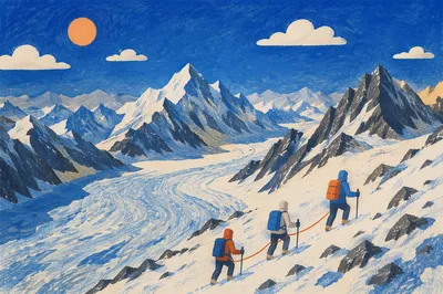 Remote Glacier Basin Under Cobalt Sky