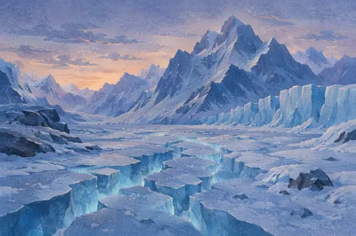 Remote Glacier Blue Mountain Panorama