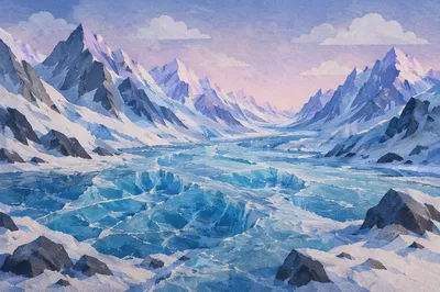 Remote Glacier Blue Mountain Panorama