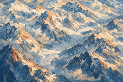 Remote Blue Glacier Mountain Peaks