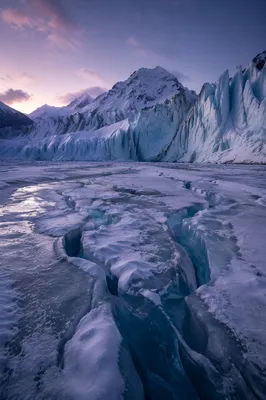 Remote Glacier Mountains at Blue Hour