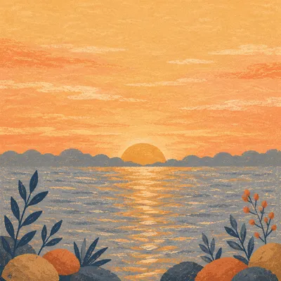 Golden Sunrise Over Peaceful Ocean Horizon
