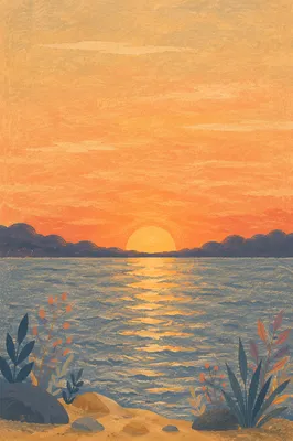 Golden Sunrise Over Peaceful Ocean Horizon