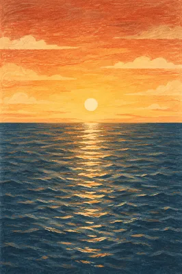 Golden Sunrise Over Calm Ocean Horizon