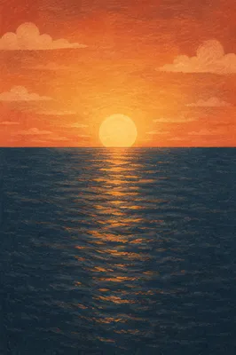 Golden Sunrise Over Calm Ocean Horizon