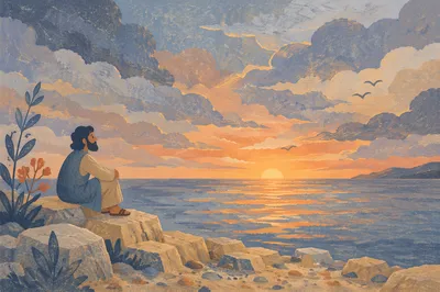 Golden Sunrise Over Calm Ocean Horizon