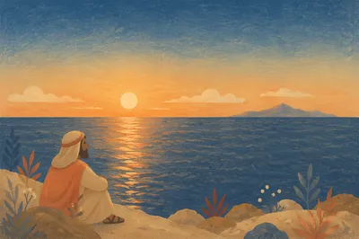 Golden Sunrise Over Calm Ocean Horizon